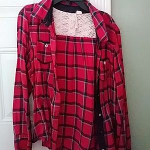 Red and dark blue flannel